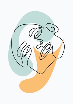 One Line Art Floral Female Fashion Face Vector illustration