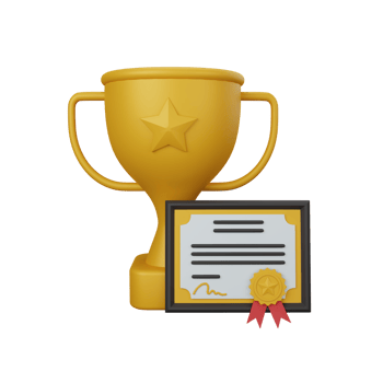 3d rendering trophy and certificate isolated useful for business, company, corporate and finance png