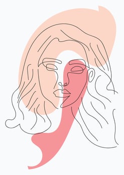 Line Art Woman Face with Flowers Continuous One Line Drawing vector