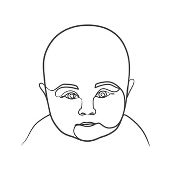 Continuous line art drawing illustration of baby vector