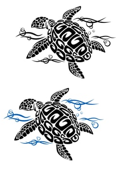 Turtle in sea water vector