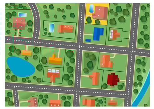 Map of suburb district vector