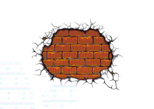 Damaged brickwall cartoon background vector
