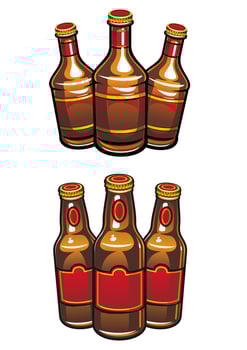 Cartoon beer bottles vector