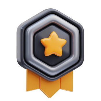 3d rendering of game winner badge icon illustration png