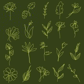 Flower doodle freehand drawing vector set
