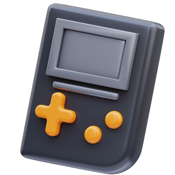3d rendering of game icon illustration, game boy game console png