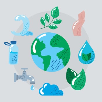 water day icons around vector