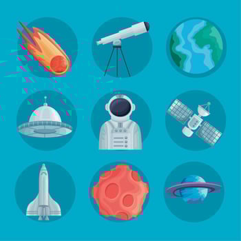 nine space outer icons vector