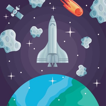rocket in space outer vector