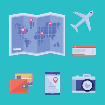 six travel planing icons vector