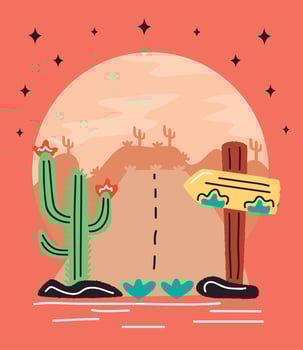 wild west road doodle vector