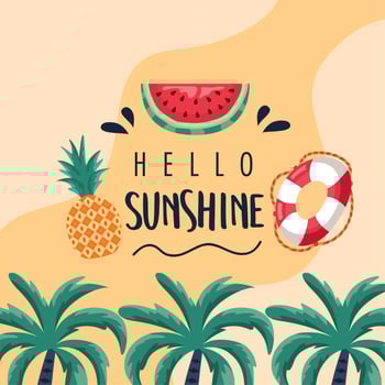 hello summer lettering card vector