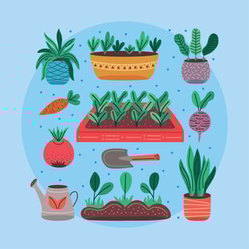 eleven urban gardening icons vector