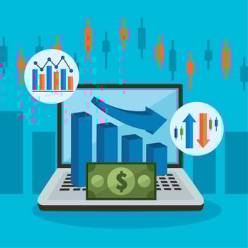 stock market in laptop vector