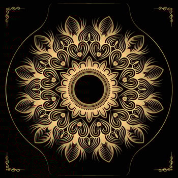 Luxury ornamental mandala design background in gold color vector
