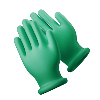 medical latex green surgeon hand gloves 3d icon illustration png