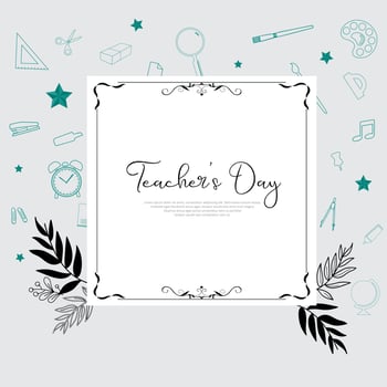 Celebration International Teacher's Day design with stationary elements vector