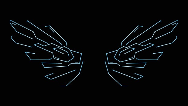 Robotic Wings isolated on black background vector