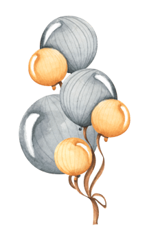 Air balloons. Watercolor illustration for postcard, invitation, banner. png