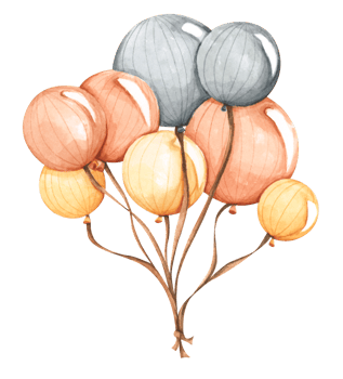 Air balloons. Watercolor illustration for postcard, invitation, banner. png