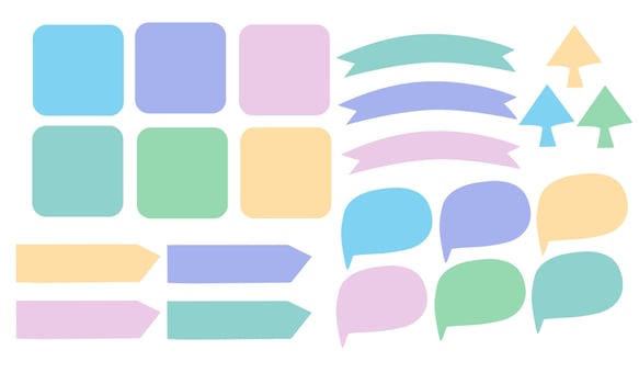 design template collection,ribbon design,bubble speech,arrow set vector