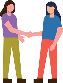 The girls are meeting each other. vector