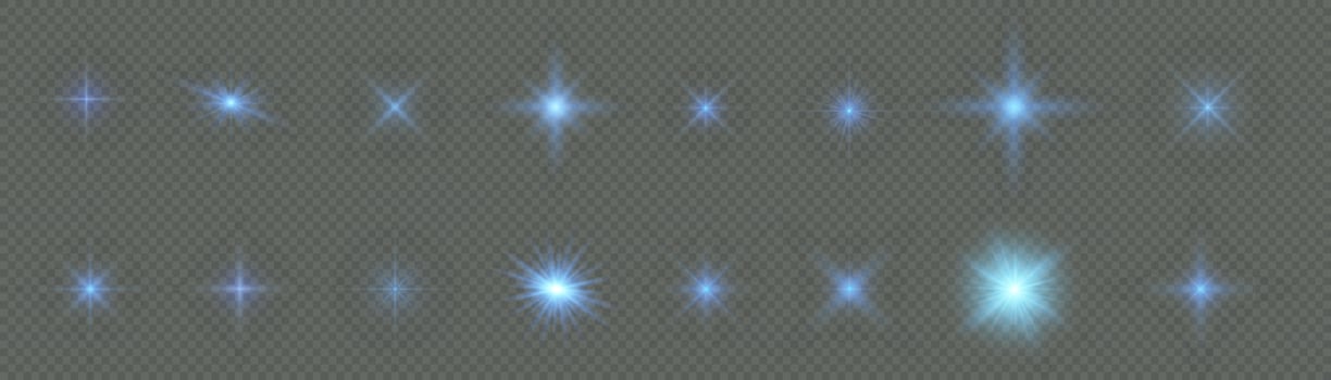 Glow isolated white transparent light effect set, lens flare, explosion, glitter, line, sun flash, spark and stars. Abstract special effect element design. Shine ray with lightning vector