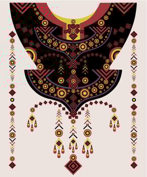 Kaftan neckline. This ethnic and geometric textiles neckline pattern vector