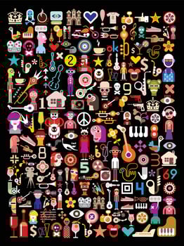 Art collage on a black vector