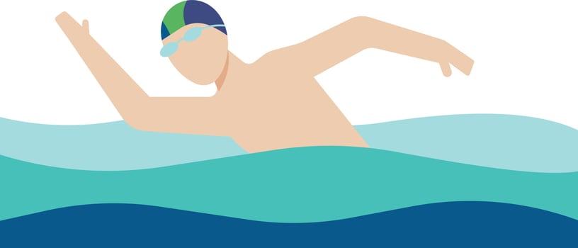 The boy is swimming. vector