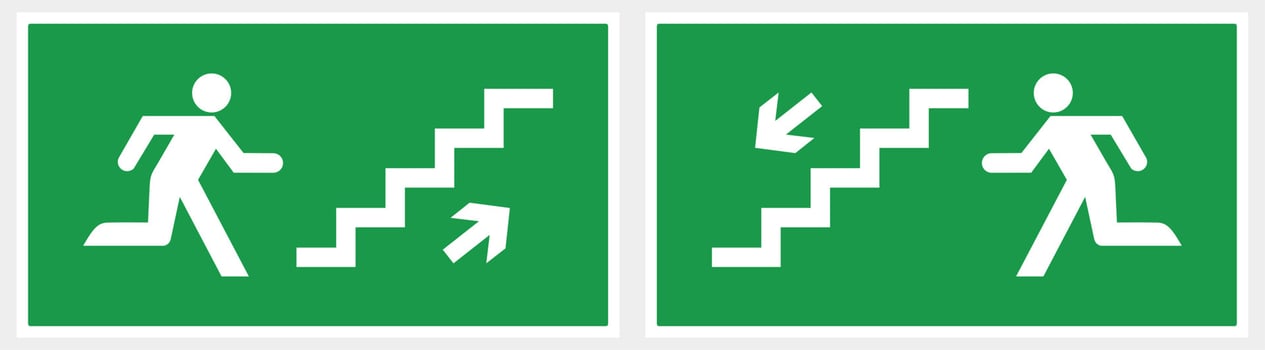 Safety sign emergency exit stairs vector