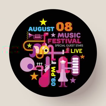 Music Festival round template design vector