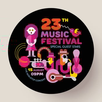 Music Festival round template design vector
