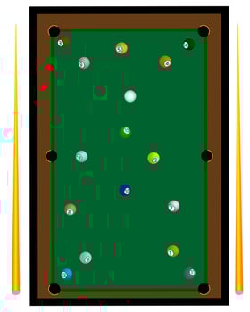 billiard table and two cue balls on the table vector