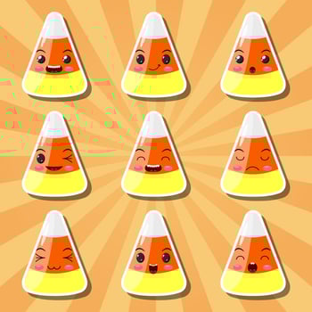 Collection of cartoon candy corn smileys vector