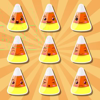 Collection of cartoon candy corn smileys vector