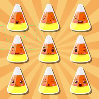 Collection of cartoon candy corn smileys vector