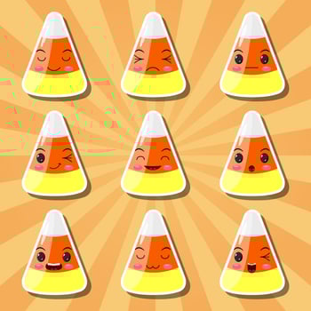 Collection of cartoon candy corn smileys vector