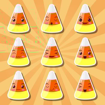 Collection of cartoon candy corn smileys vector