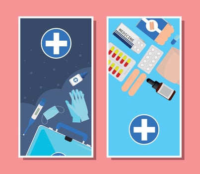 first aid kit vertical banner vector