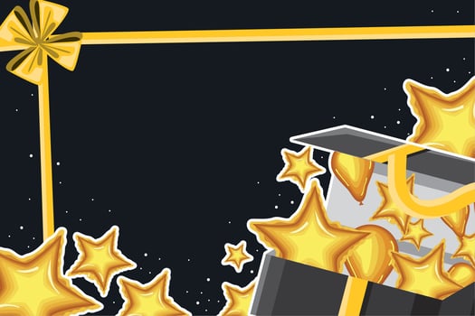 black gift with gold balloons vector