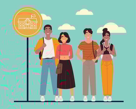 happy college students vector