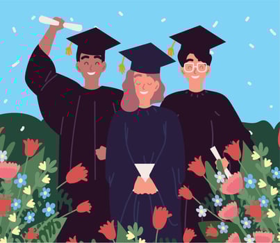 celebrating graduation college vector