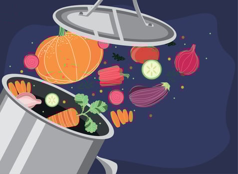 vegetables in a pot vector