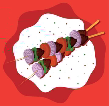 grilled meat and vegetables vector