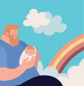 father and baby vector