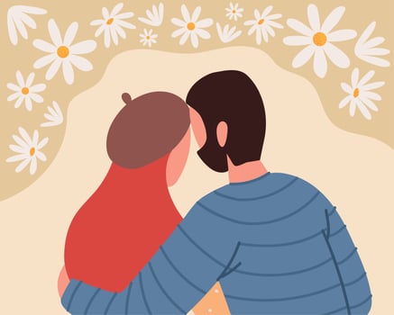 couple character hugging vector