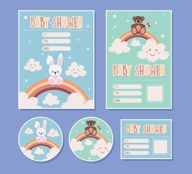 set of baby shower vector