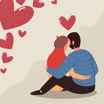 romantic embracing couple vector